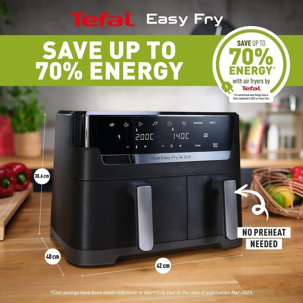 Dual Zone Digital Air Fryer, 2 Drawers, 8.3L, 8-in-1