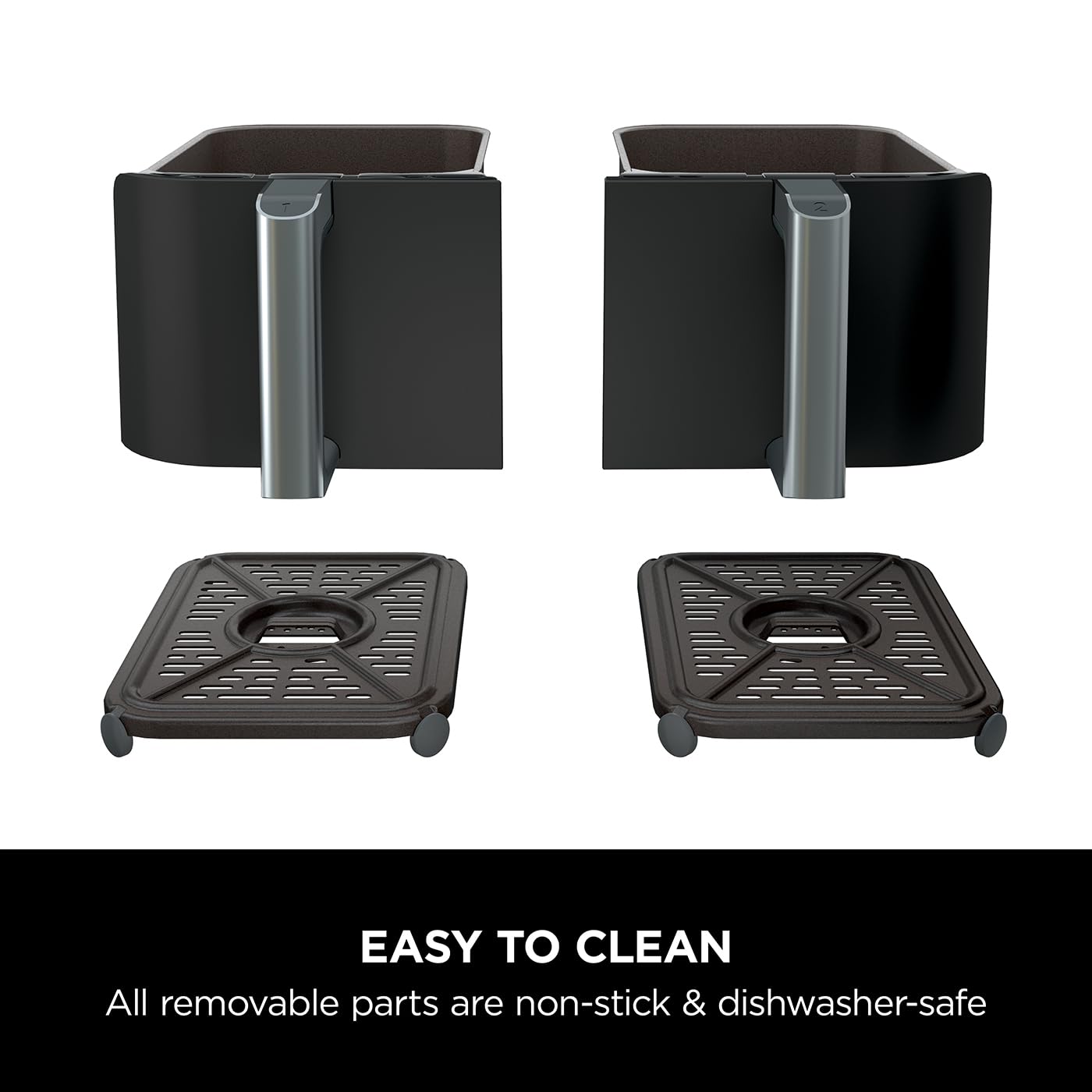 Dual Zone Digital Air Fryer, 2 Drawers, 7.6L, 6-in-1