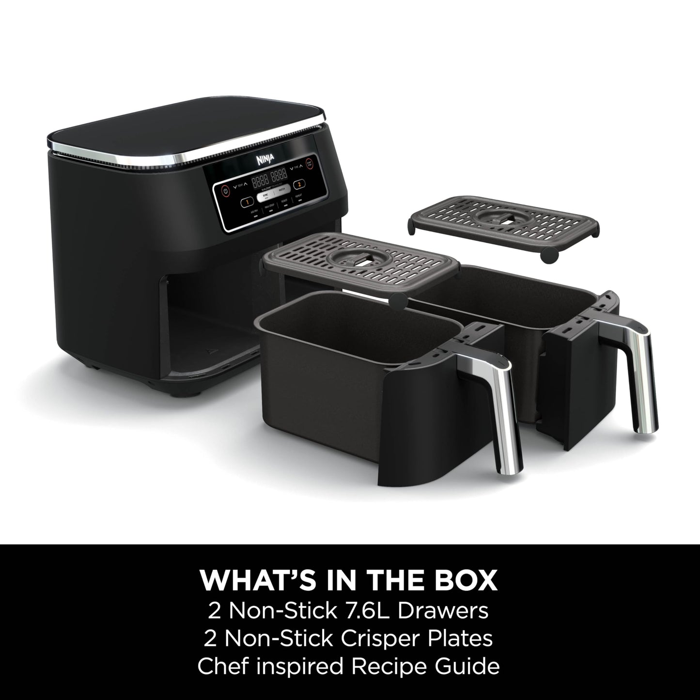 Dual Zone Digital Air Fryer, 2 Drawers, 7.6L, 4-in-1