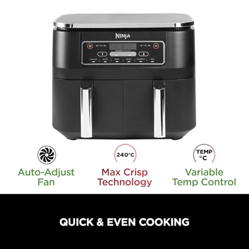 Dual Zone Digital Air Fryer, 2 Drawers, 7.6L, 6-in-1