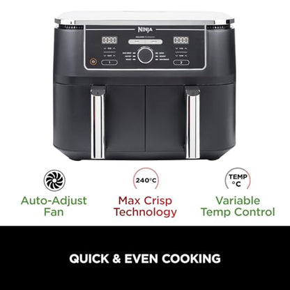 MAX Dual Zone Digital Air Fryer, 2 Drawers, 9.5L, 6-in-1