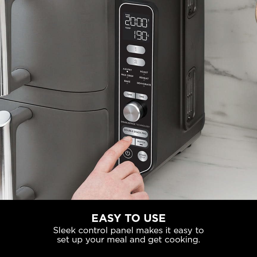 XL Air Fryer, Vertical Dual Drawer AirFryer with 4 cooking levels