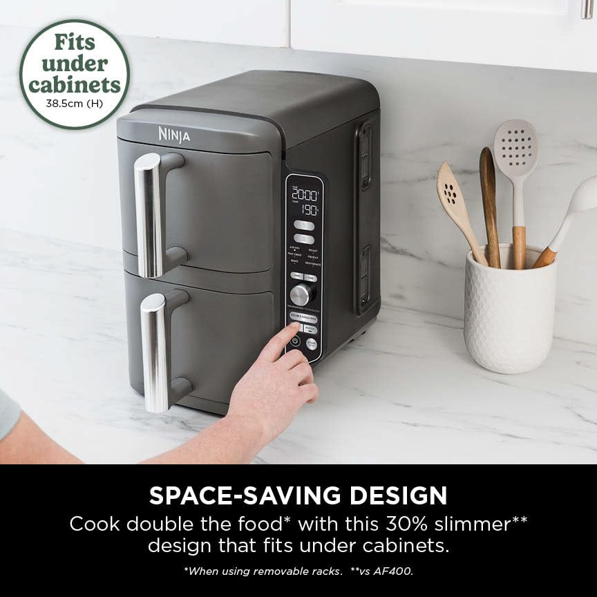 XL Air Fryer, Vertical Dual Drawer AirFryer with 4 cooking levels