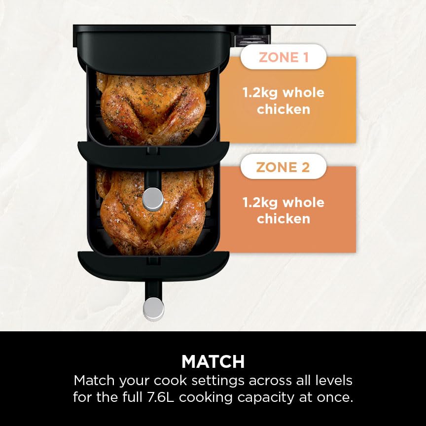 Air Fryer, Vertical Dual Drawer Air Fryer with 4 cooking levels
