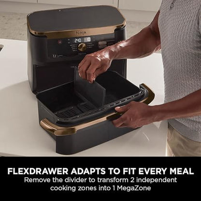 Air Fryer, Dual Zone with Removable Divider, Large 10.4L Drawer, 7-in-1