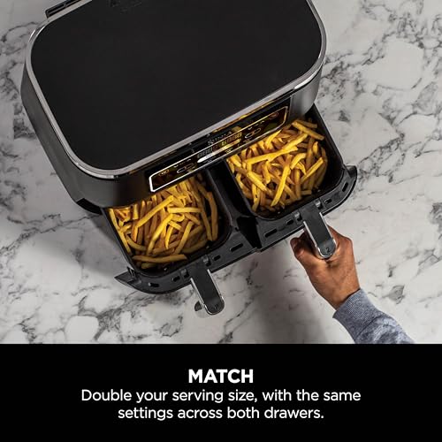 Dual Zone Digital Air Fryer, 2 Drawers, 7.6L, 4-in-1