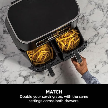 Dual Zone Digital Air Fryer, 2 Drawers, 7.6L, 4-in-1