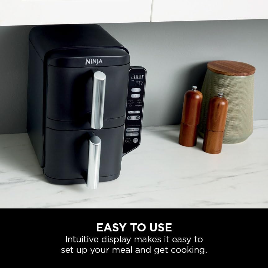 Air Fryer, Vertical Dual Drawer Air Fryer with 4 cooking levels