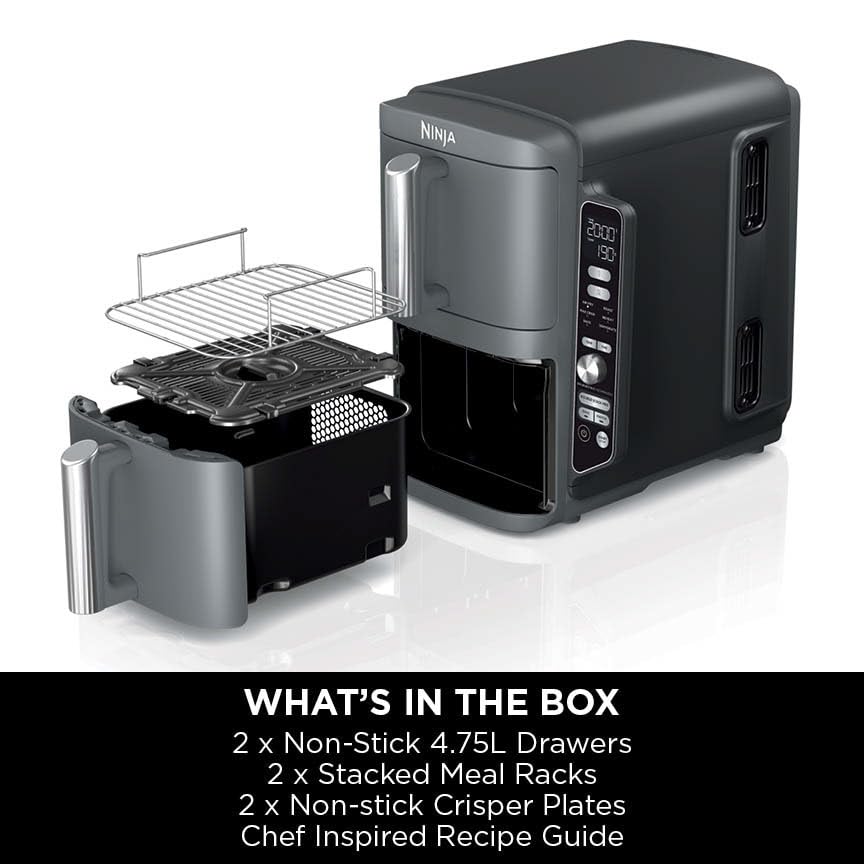 XL Air Fryer, Vertical Dual Drawer AirFryer with 4 cooking levels