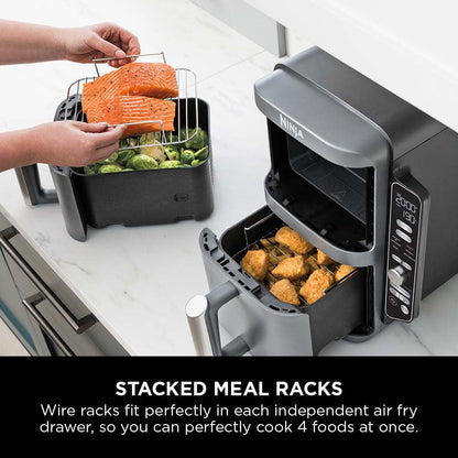 XL Air Fryer, Vertical Dual Drawer AirFryer with 4 cooking levels