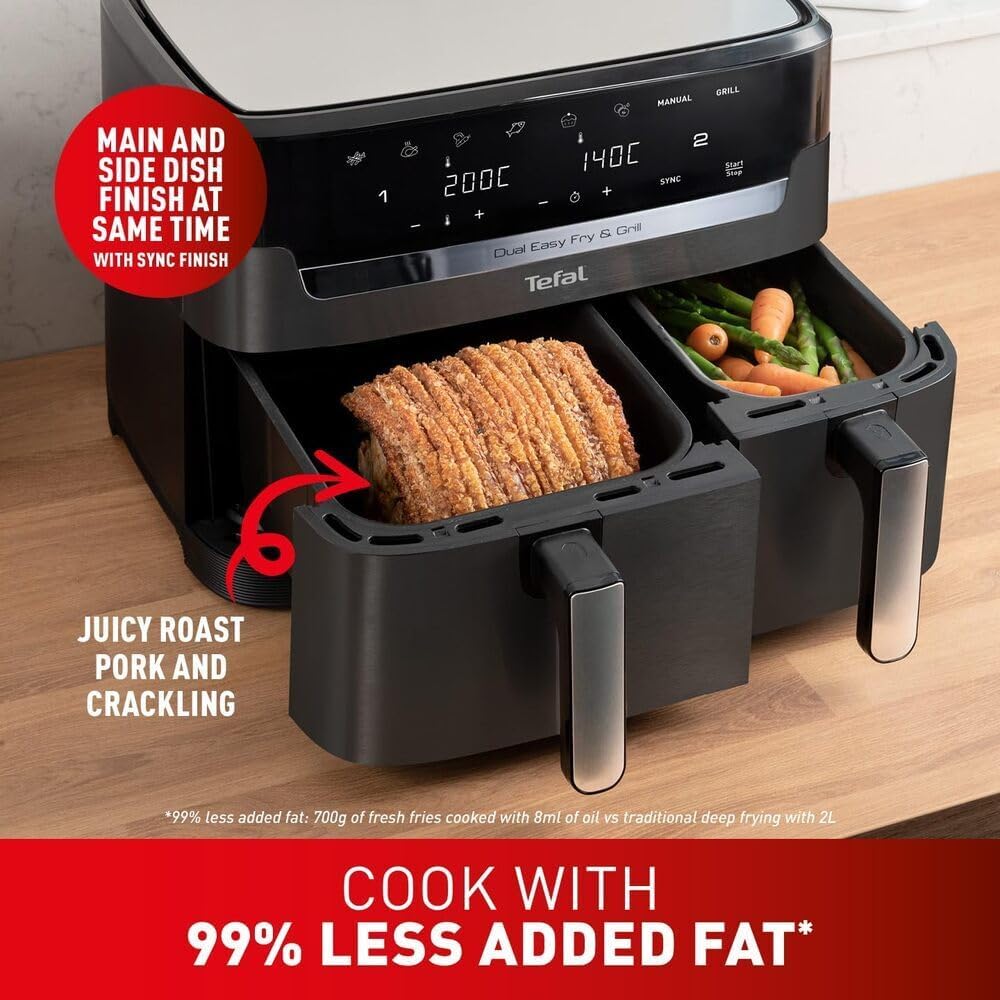 Dual Zone Digital Air Fryer, 2 Drawers, 8.3L, 8-in-1
