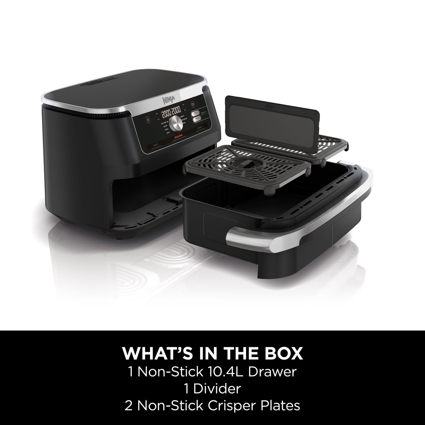 Air Fryer, Dual Zone with Removable Divider, Large 10.4L Drawer, 7-in-1