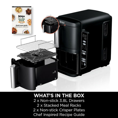 Air Fryer, Vertical Dual Drawer Air Fryer with 4 cooking levels