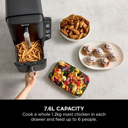 Air Fryer, Vertical Dual Drawer Air Fryer with 4 cooking levels
