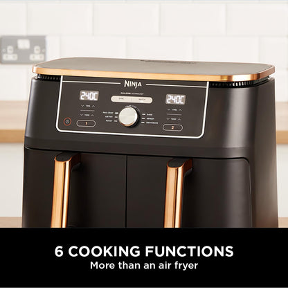 MAX Dual Zone Air Fryer, Tongs, 2 Drawers, 9.5L, 6-in-1
