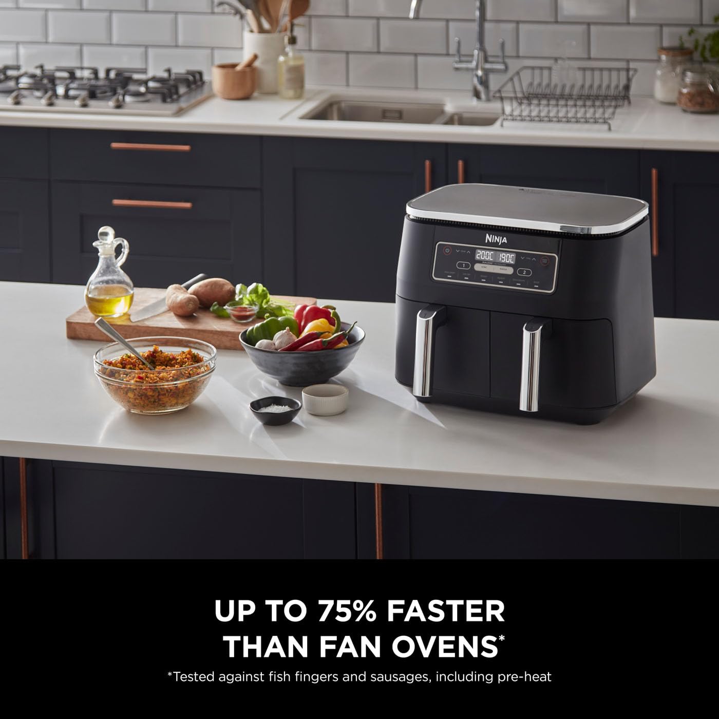 Dual Zone Digital Air Fryer, 2 Drawers, 7.6L, 6-in-1