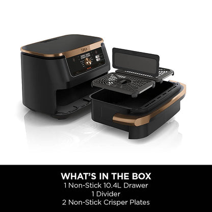 Air Fryer, Dual Zone with Removable Divider, Large 10.4L Drawer, 7-in-1