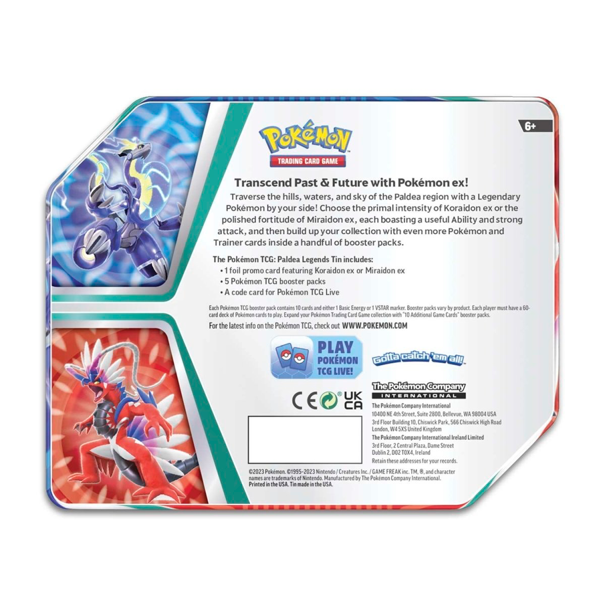 Pokémon TCG: Paldean Legends Tin - Miraidon ex