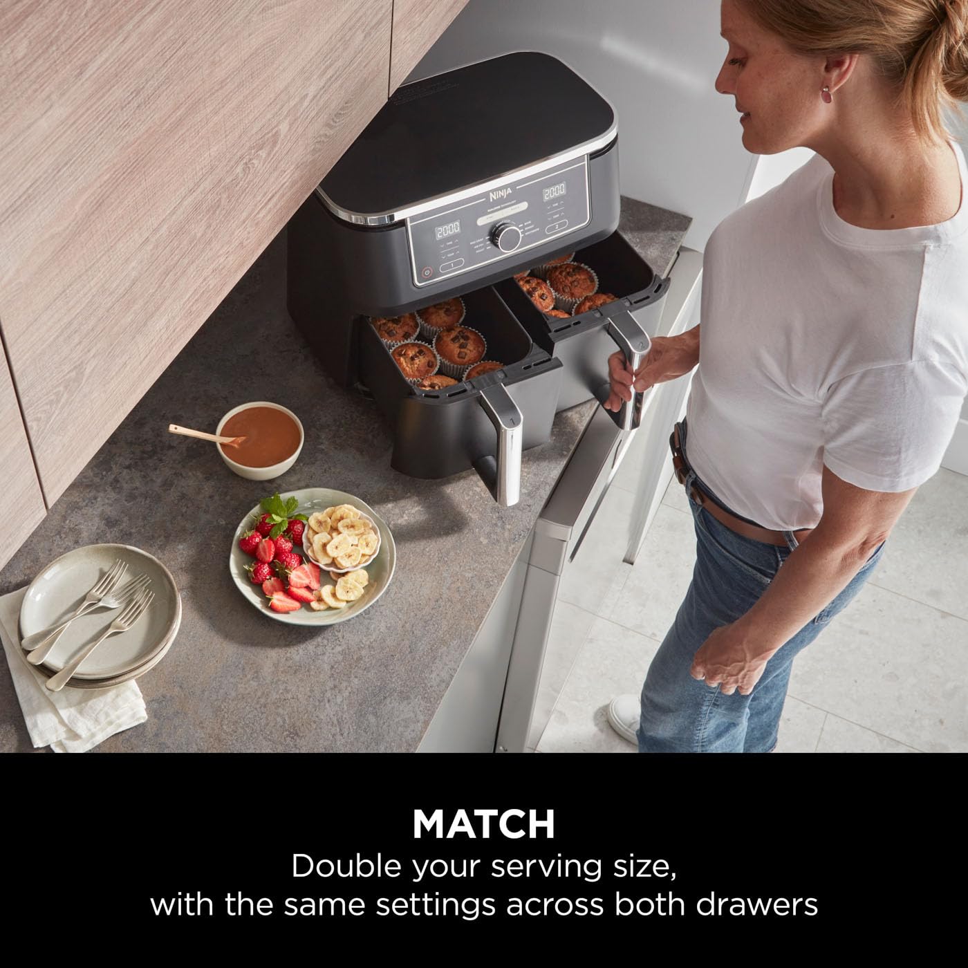MAX Dual Zone Digital Air Fryer, 2 Drawers, 9.5L, 6-in-1