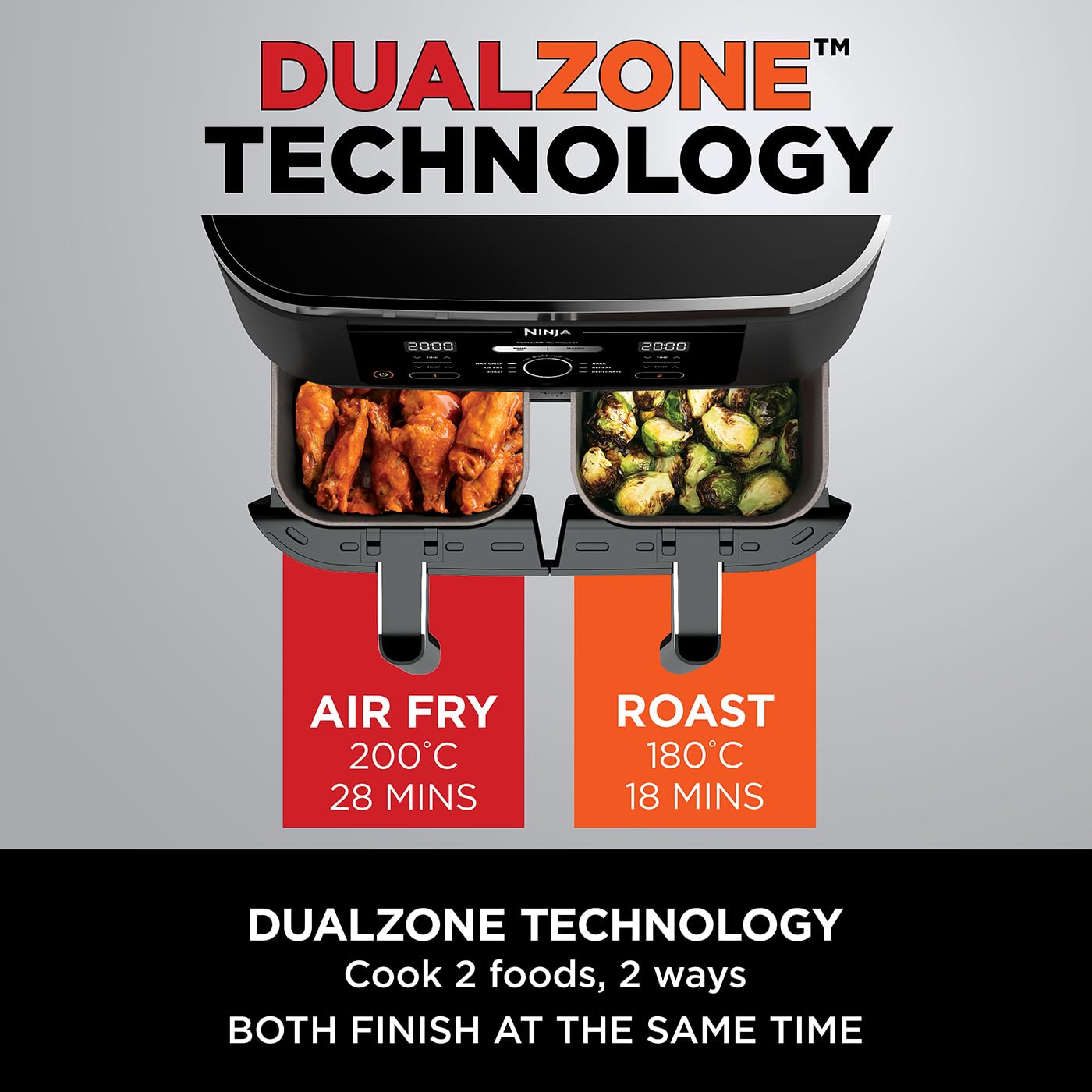 MAX Dual Zone Digital Air Fryer, 2 Drawers, 9.5L, 6-in-1