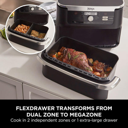 Air Fryer, Dual Zone with Removable Divider, Large 10.4L Drawer, 7-in-1