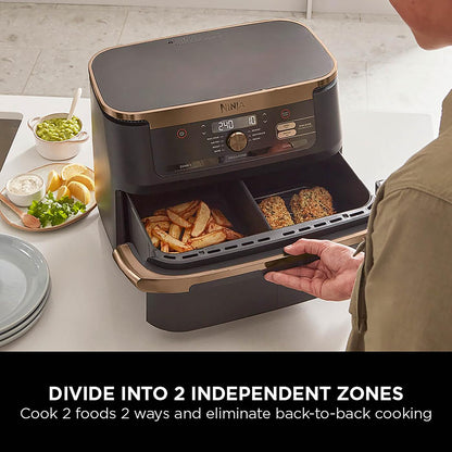 Air Fryer, Dual Zone with Removable Divider, Large 10.4L Drawer, 7-in-1