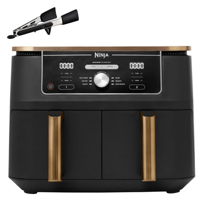 MAX Dual Zone Air Fryer, Tongs, 2 Drawers, 9.5L, 6-in-1
