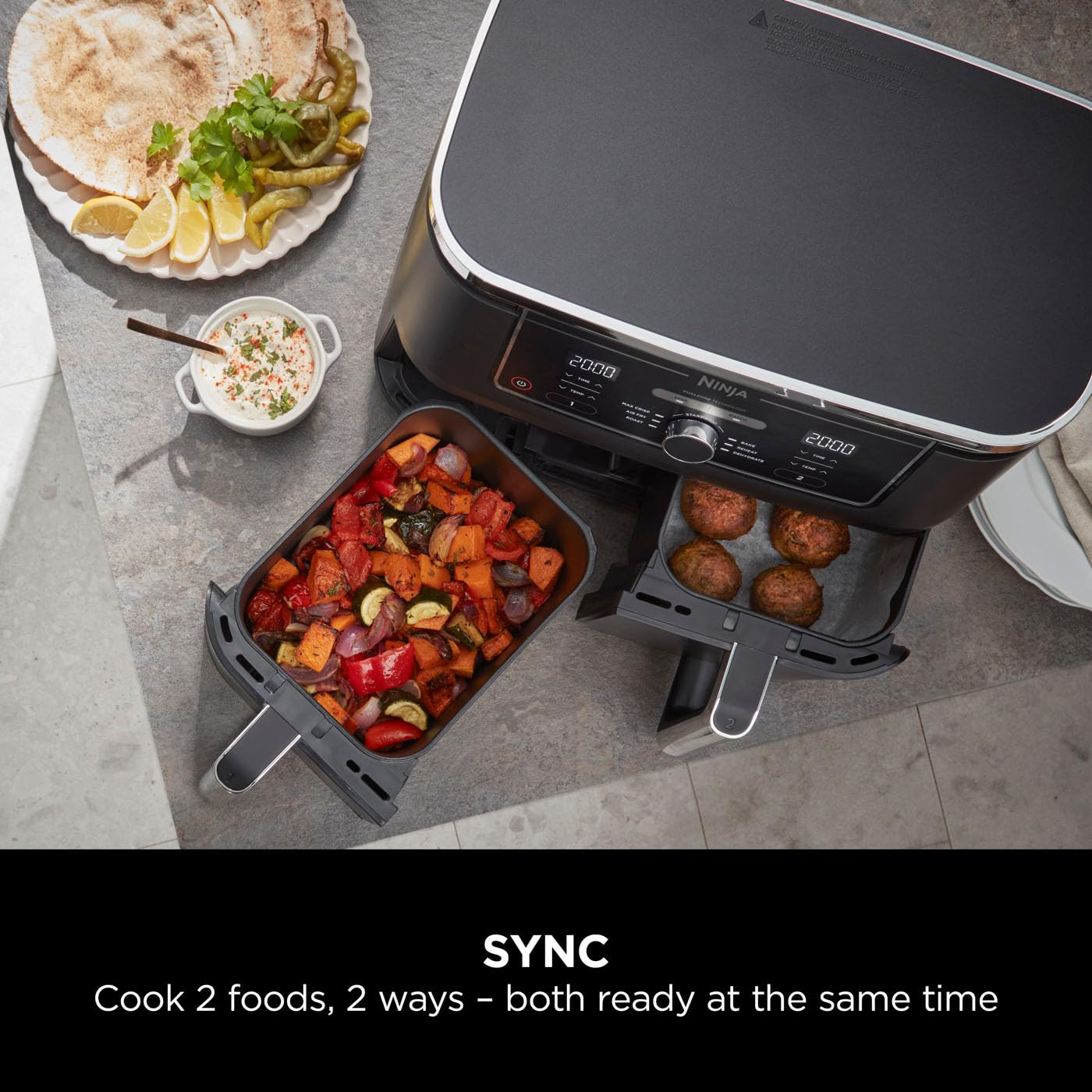 MAX Dual Zone Digital Air Fryer, 2 Drawers, 9.5L, 6-in-1