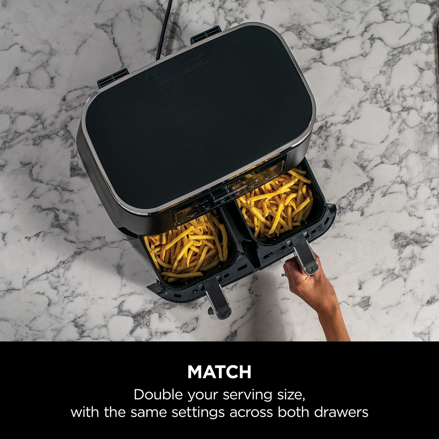 Dual Zone Digital Air Fryer, 2 Drawers, 7.6L, 6-in-1
