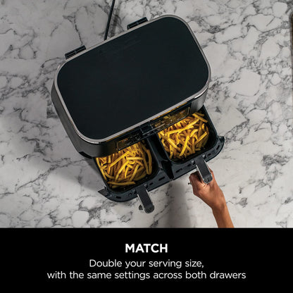 Dual Zone Digital Air Fryer, 2 Drawers, 7.6L, 6-in-1