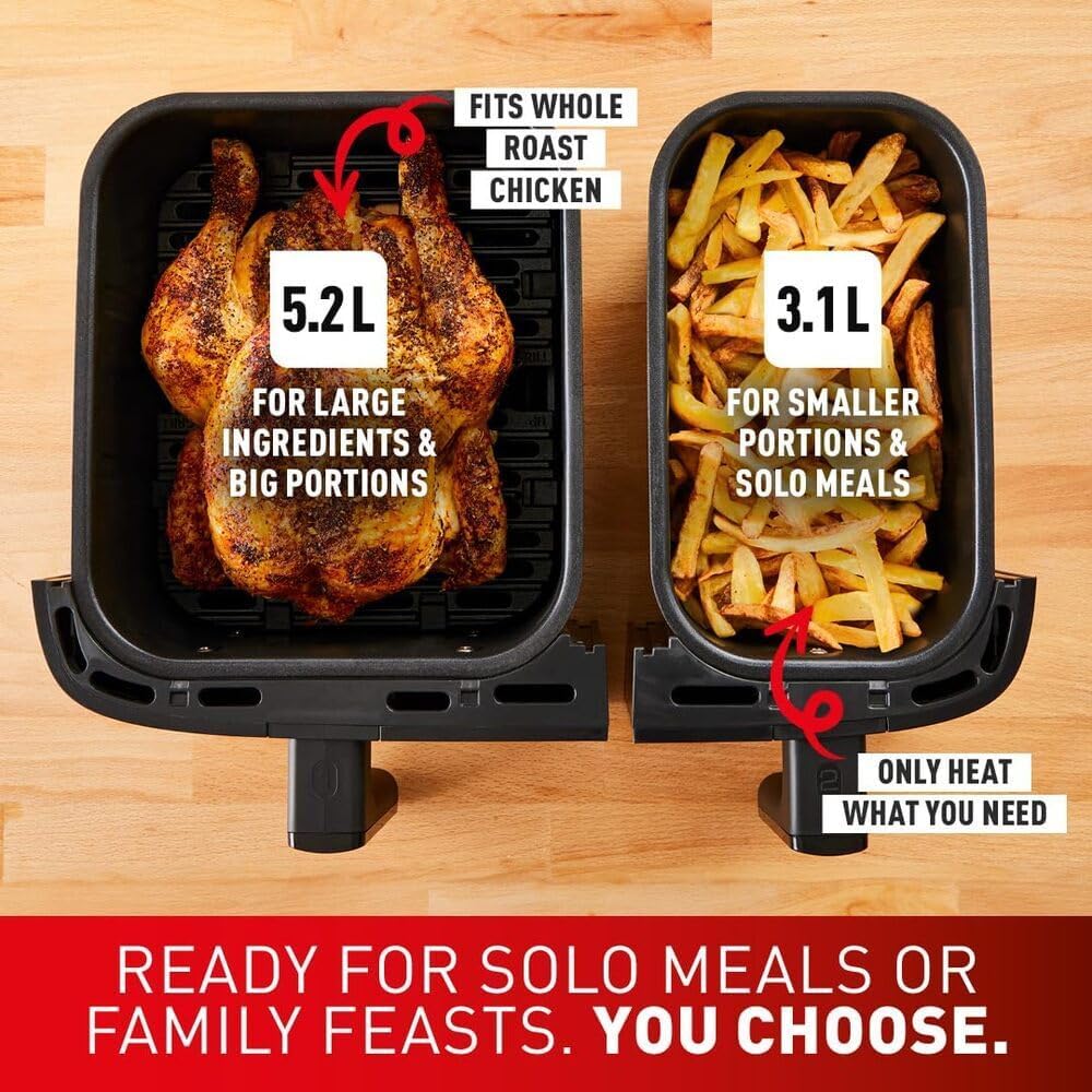 Dual Zone Digital Air Fryer, 2 Drawers, 8.3L, 8-in-1