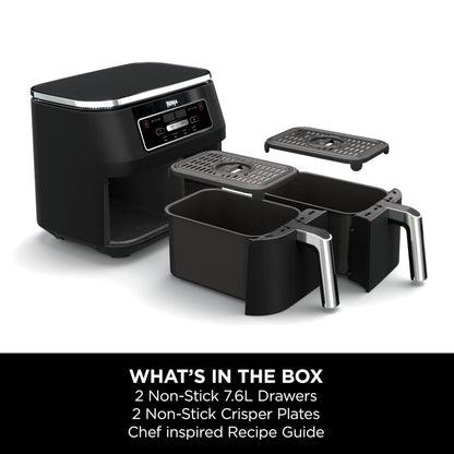 Dual Zone Digital Air Fryer, 2 Drawers, 7.6L, 4-in-1