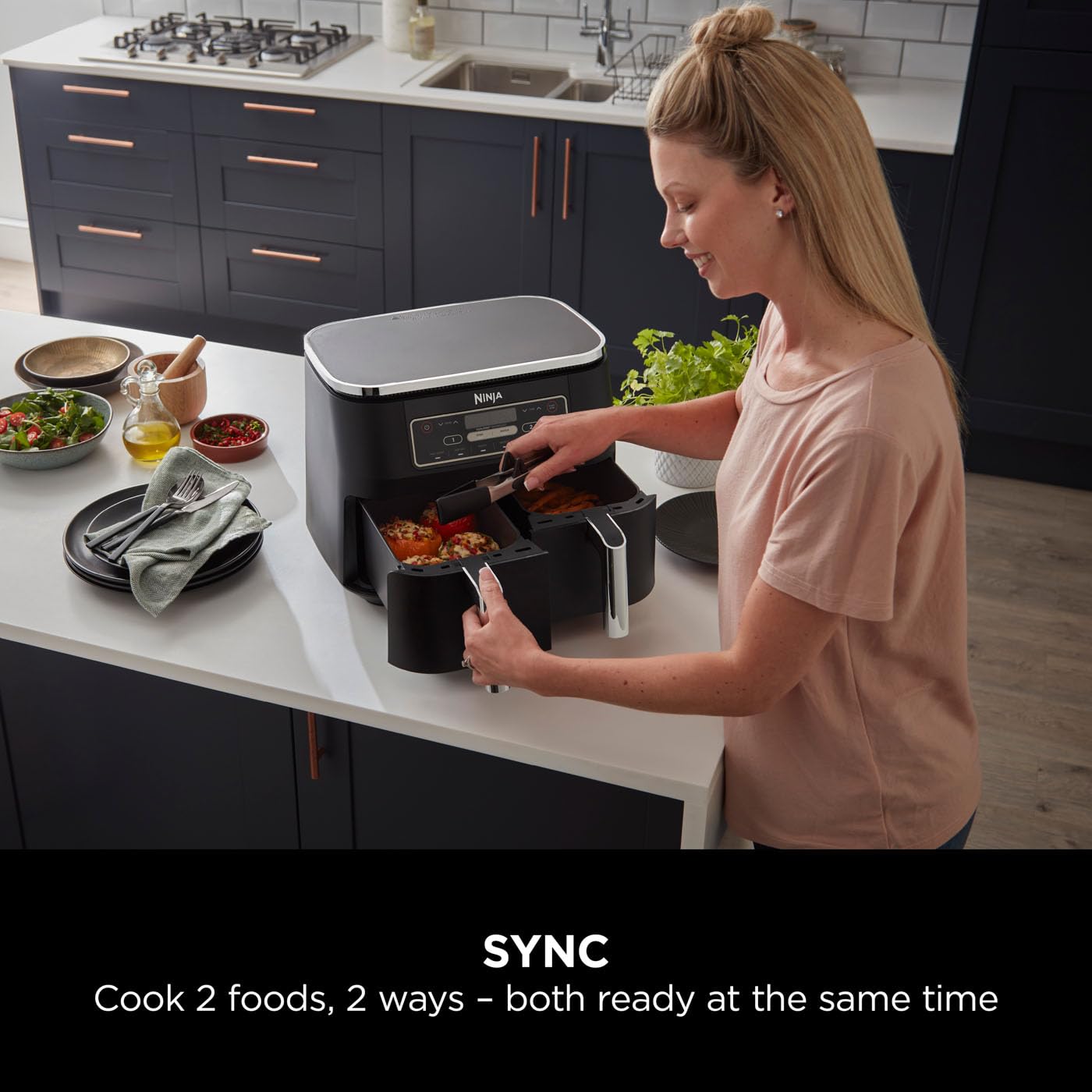 Dual Zone Digital Air Fryer, 2 Drawers, 7.6L, 6-in-1