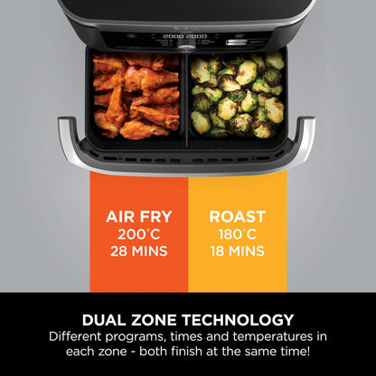 Air Fryer, Dual Zone with Removable Divider, Large 10.4L Drawer, 7-in-1