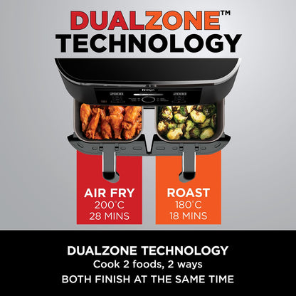 Dual Zone Digital Air Fryer, 2 Drawers, 7.6L, 6-in-1
