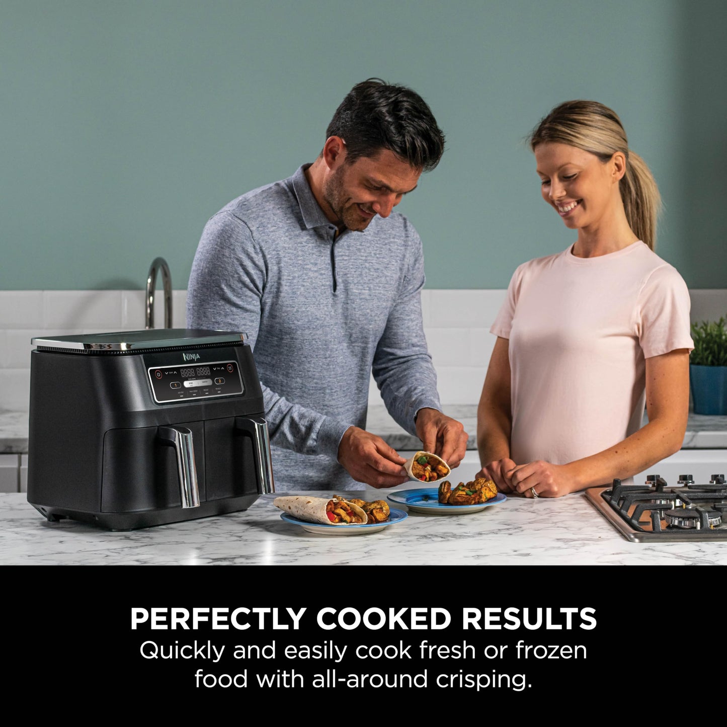 Dual Zone Digital Air Fryer, 2 Drawers, 7.6L, 4-in-1