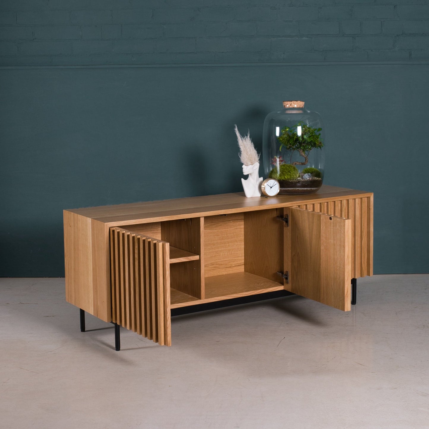 Fluted Oak Cabinet