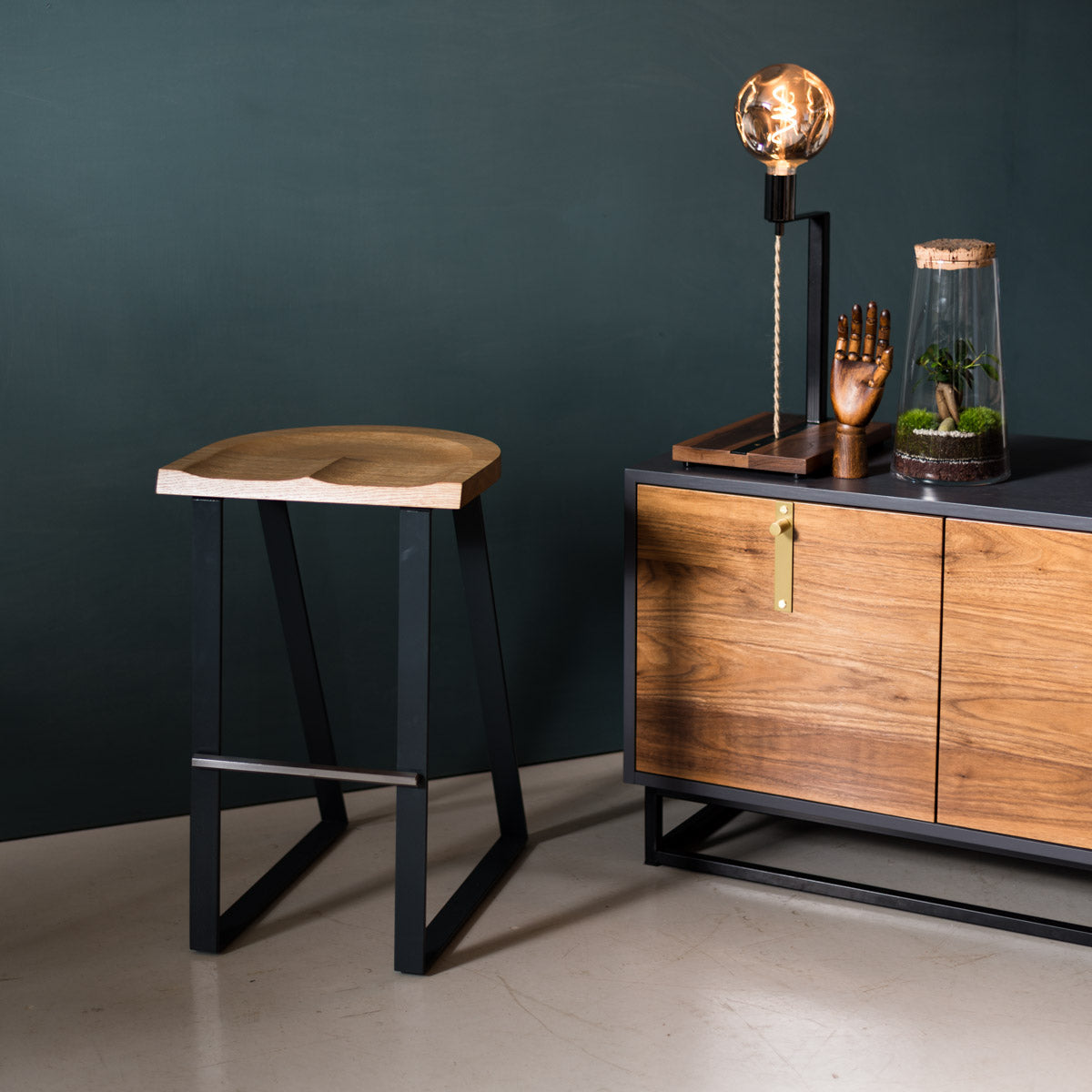 Oak Counter Stool, Angle