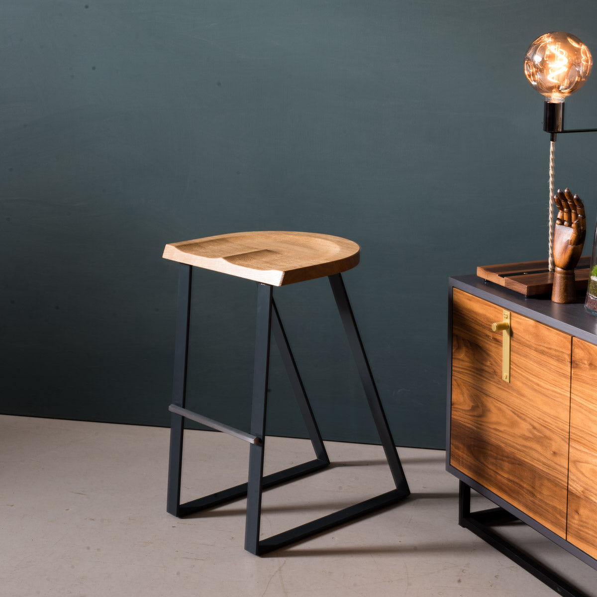 Oak Counter Stool, Angle