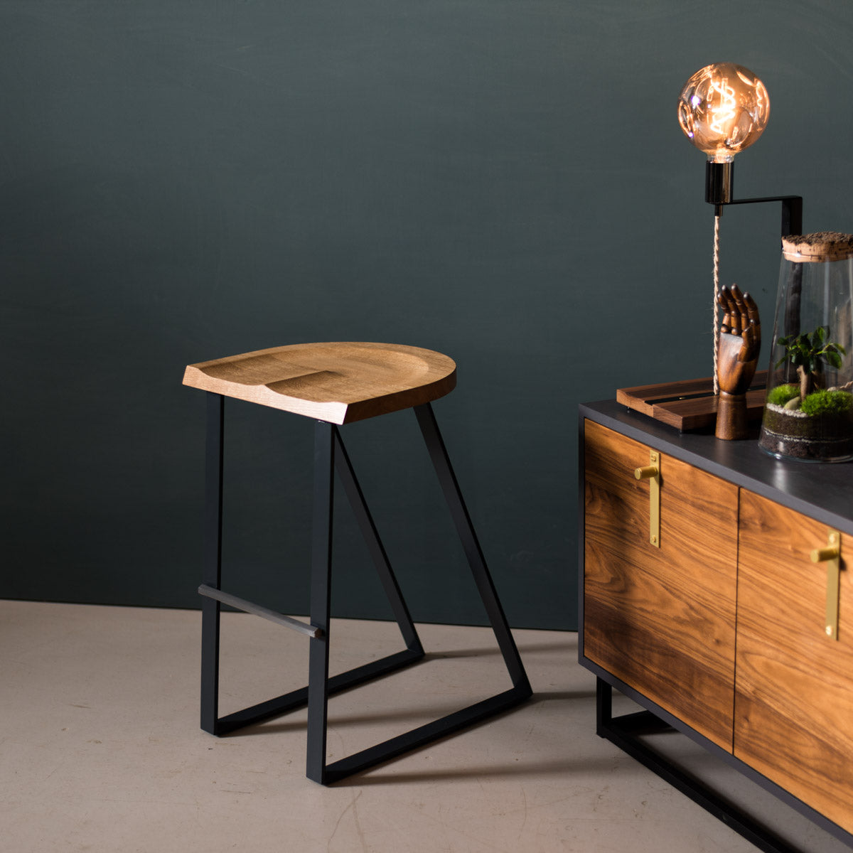 Oak Counter Stool, Angle