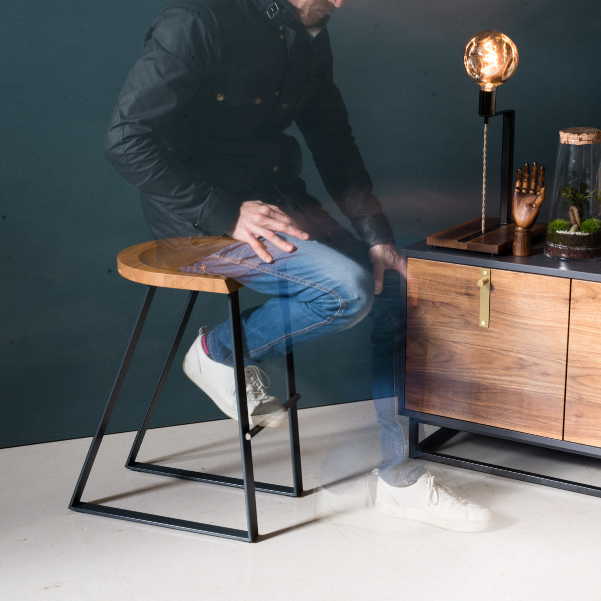 Oak Counter Stool, Angle