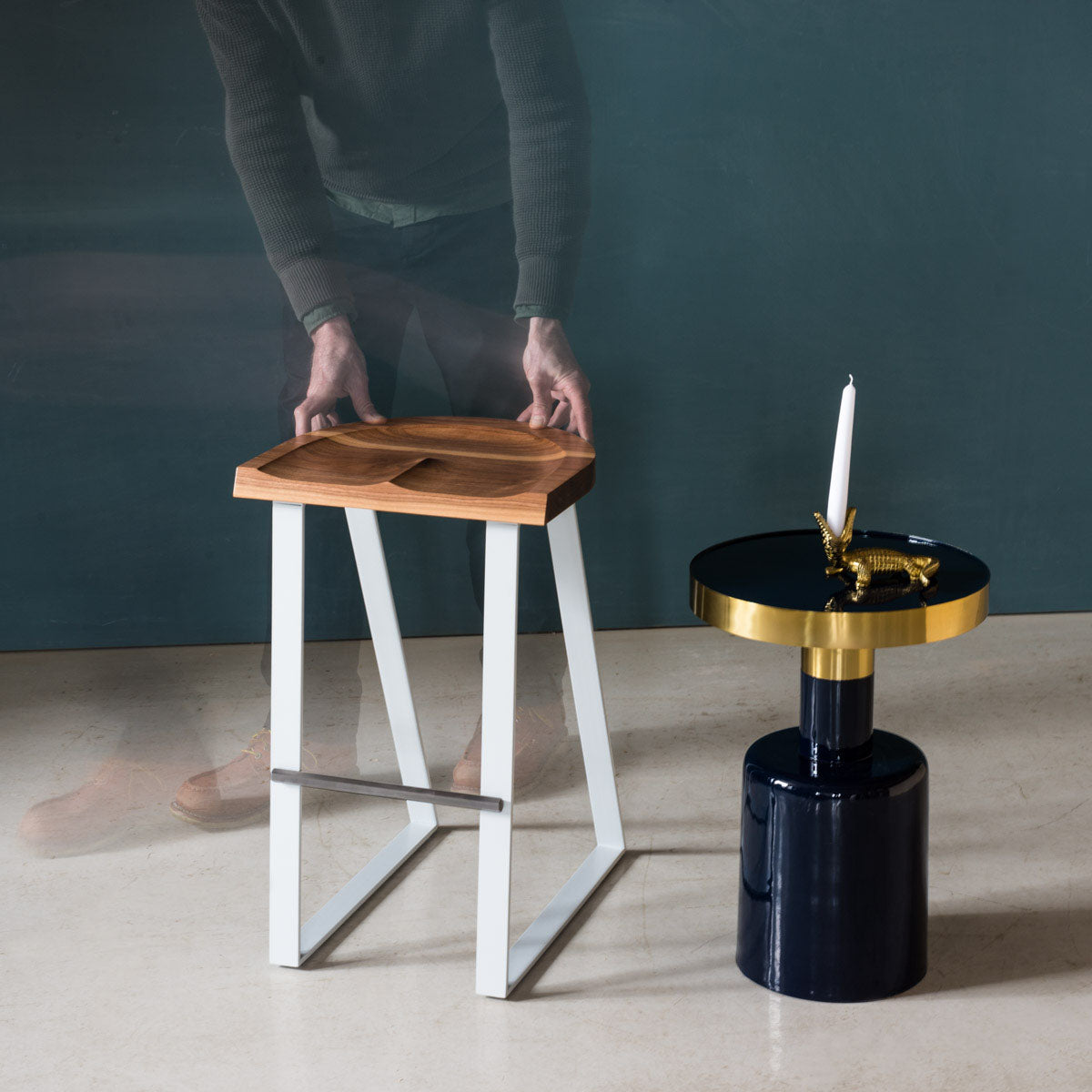 Walnut Counter Stool, Angle