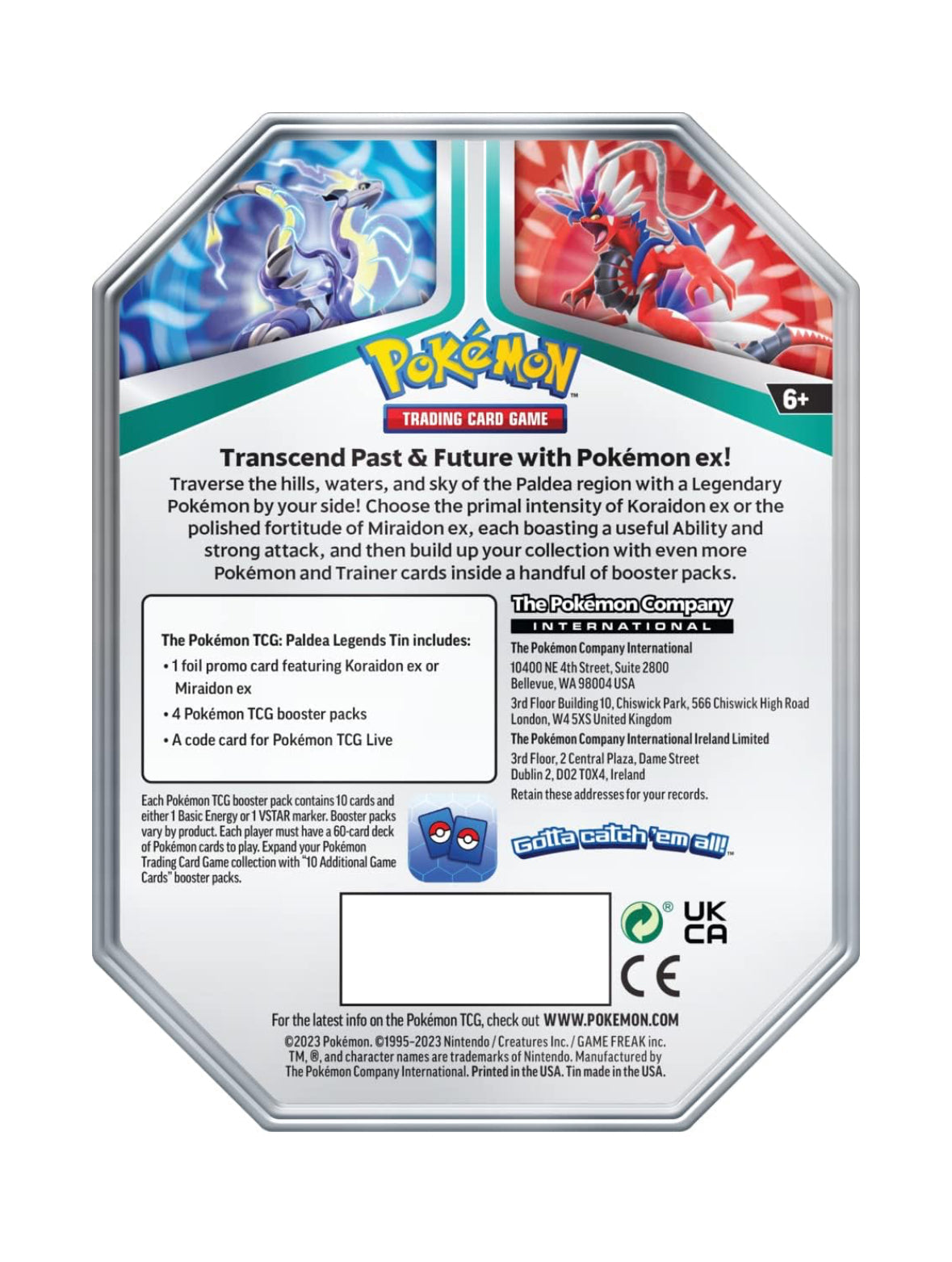 Pokémon TCG: Paldea Legends Tin - Koraidon /Miraidon ex
