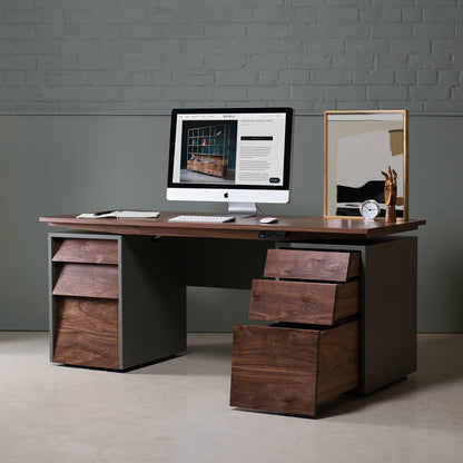 Sit-Stand Walnut Desk, Croft
