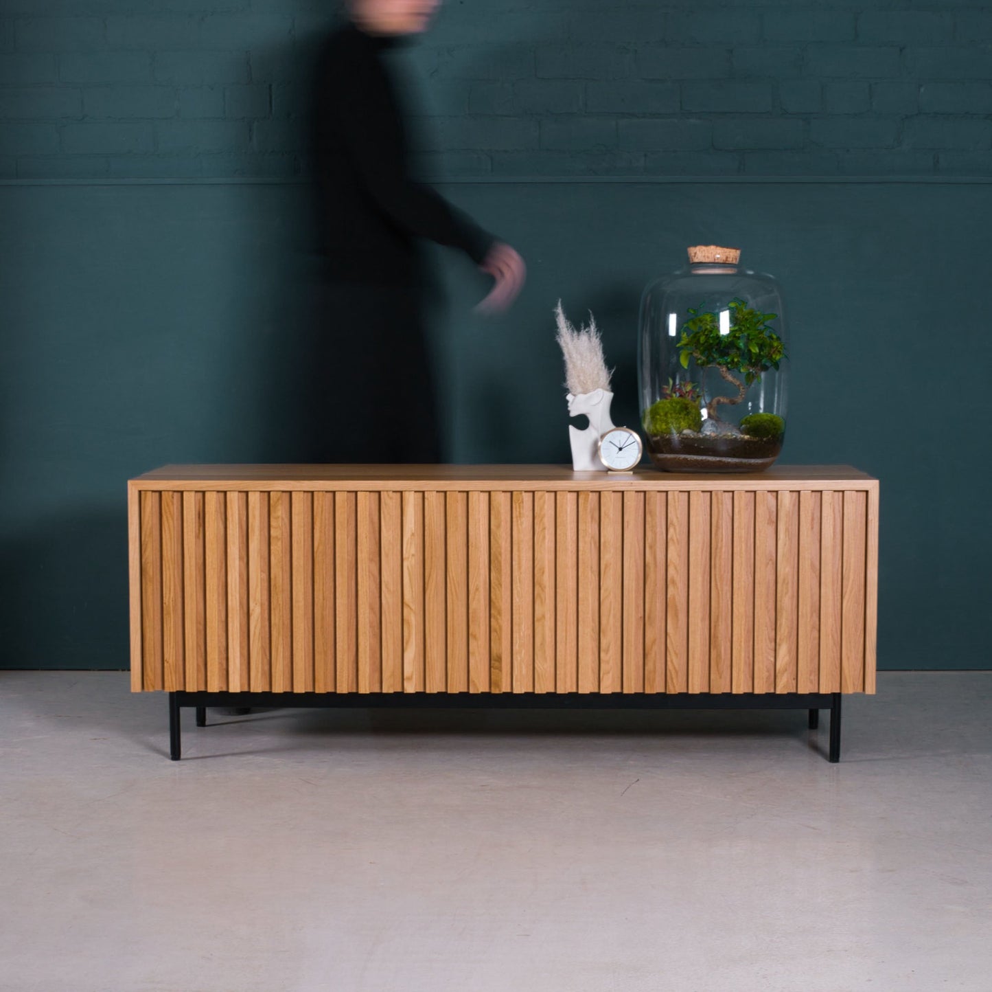 Fluted Oak Cabinet