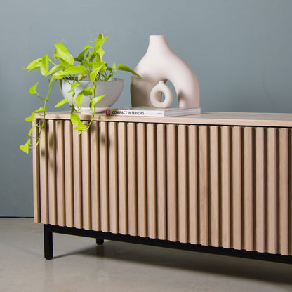 Fluted Oak Cabinet, Neutral