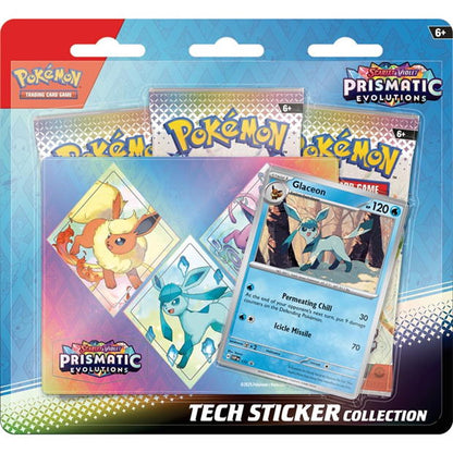 Pokémon TCG: Scarlet & Violet 8.5 –  Prismatic Evolution 3-Pack Tech Sticker Collection Pack